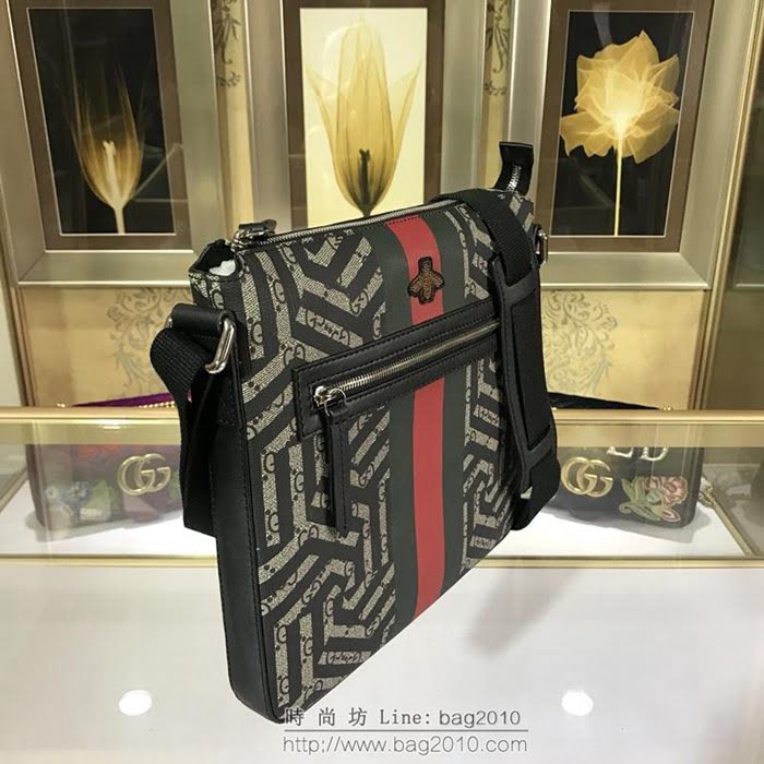 GUCCI 古馳男包 新款 406408 幾何圖 高級人造革 Gucci男士單肩斜挎包